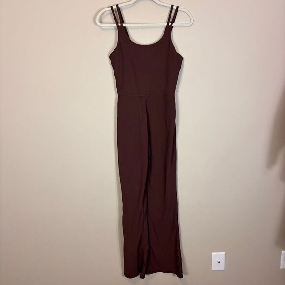 Wilo Pants - Wilo Brown Ribbed Wide Leg Athletic Jumpsuit Medium